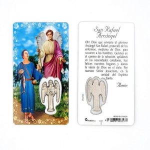 Estampa Arcángel san Rafael con medalla metálica