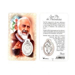 Estampa del Pare Pius amb medalla metàl·lica