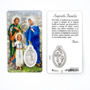 Estampa Sagrada Familia con medalla metálica