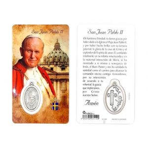 Estampa san Juan Pablo II con medalla metálica