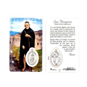 Estampa san Peregrino con medalla metálica