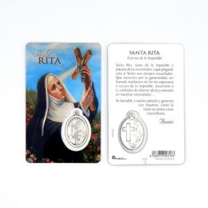 Estampa santa Rita con medalla metálica