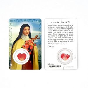 Estampa santa Teresita con medalla metálica