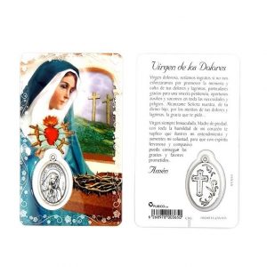 Estampa Virgen de los Dolores con medalla metálica