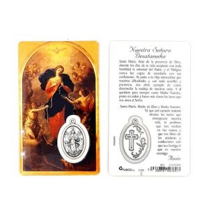 Estampa Virgen Desatanudos con medalla metálica