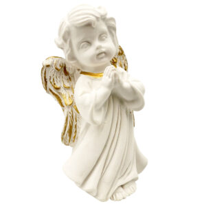 Figura angelito blanco y detalles dorados, dos modelos, 8cm