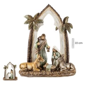 figura belen color crema y palmeras 22 cm