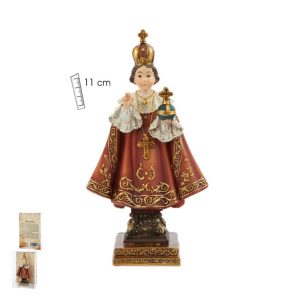 Figura Niño Jesús de Praga, resina pintada a mano, 11 cm