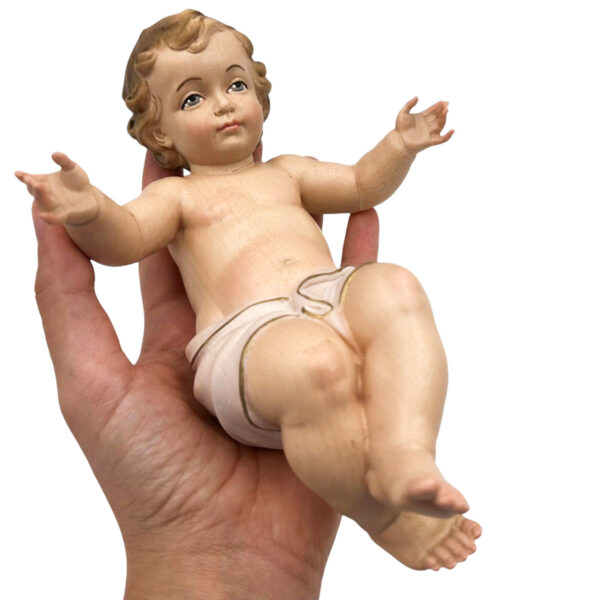 figura niño jesus madera grande en mano