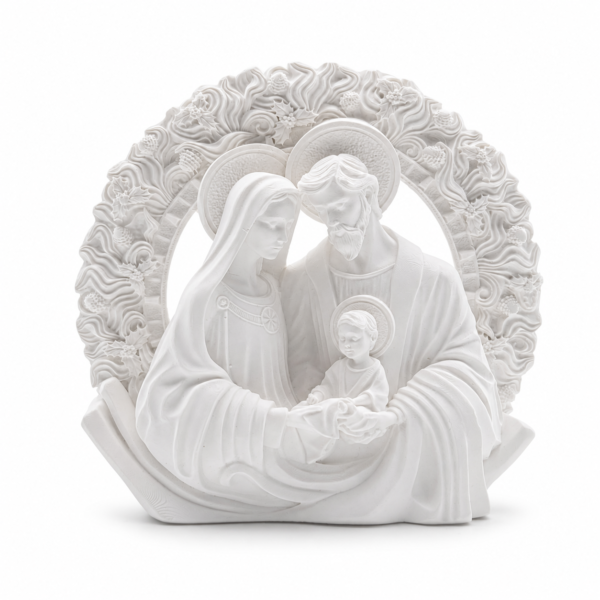 figura sagrada familia marmolina blanca 8 cm