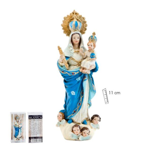 figura virgen blanca manto azul