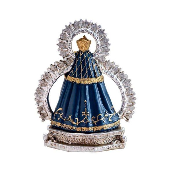 figura virgen cabeza azul detras