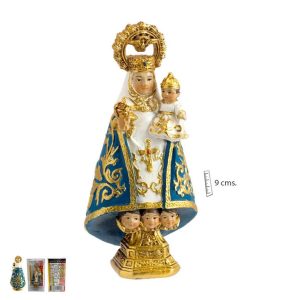 figura virgen de covadonga 9 cm manto azul