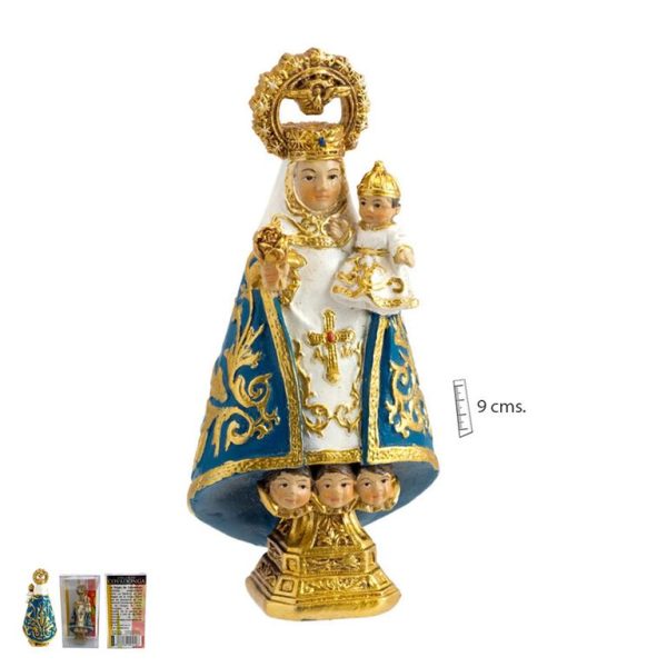 figura virgen de covadonga 9 cm manto azul