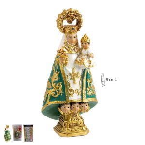 figura virgen de covadonga 9 cm manto verde