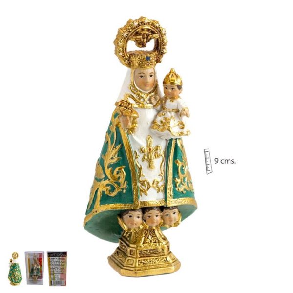 figura virgen de covadonga 9 cm manto verde