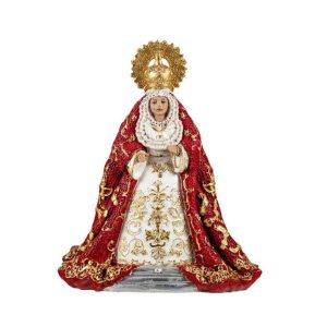 figura virgen de la macarena 15 cm manto rojo