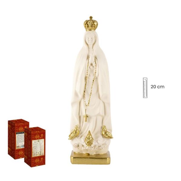 figura virgen fatima crema oro