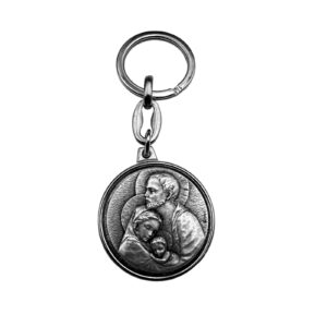 Llavero de metal con imagen Sagrada Familia en relieve