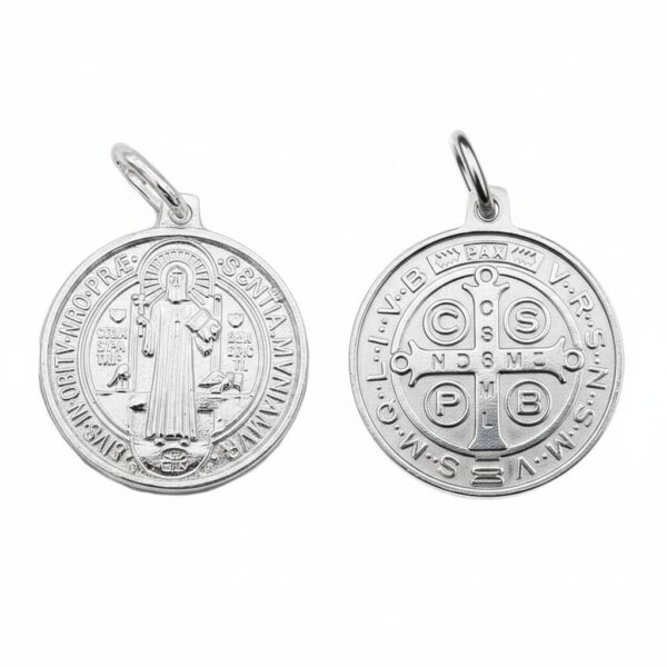 medalla benito plata blanca doble cara