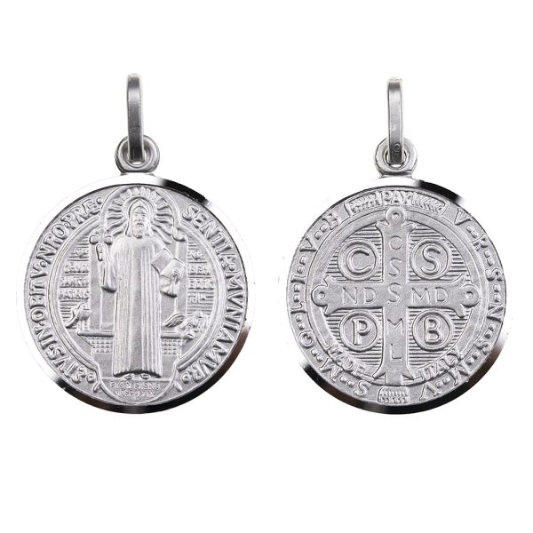 medalla san benito plata contorno liso