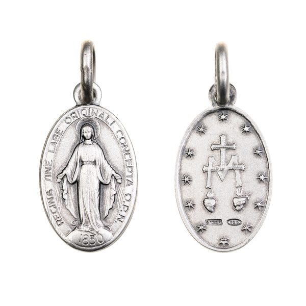 medalla virgen milagrosa delante y detras
