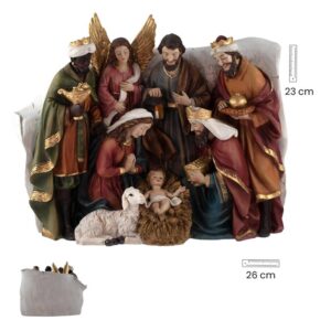 Figura belén, misterio navideño con reyes, resina, 23 cm