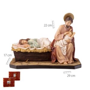 Figura belén, Misterio con Virgen dormida, resina pintada a mano, 22 cm