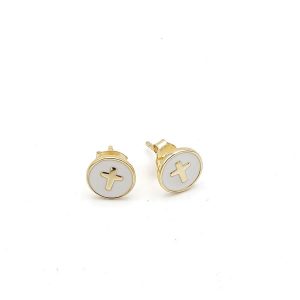 Pendientes cruz plata y baño de oro