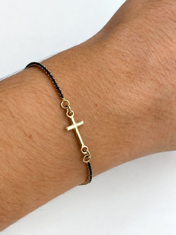pulsera circonitas plata con baño oro detalle