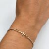 pulsera circonitas plata baño oro blancas