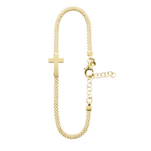 pulsera cruz eslabon bismark baño oro