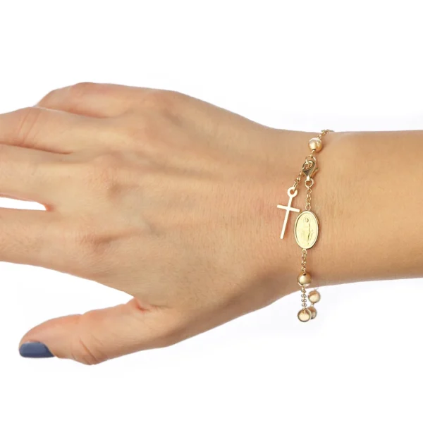 pulsera denario cuentas grandes 18k