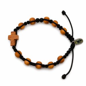 pulsera denario madera cruz medalla