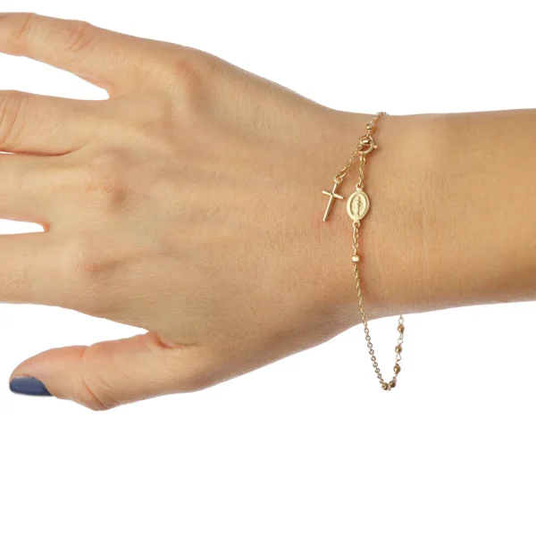 pulsera denario medalla milagrosa cuentas finas oro 18k modelo