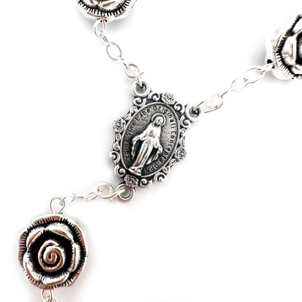 pulsera denario medalla virgen milagrosa plateada 3