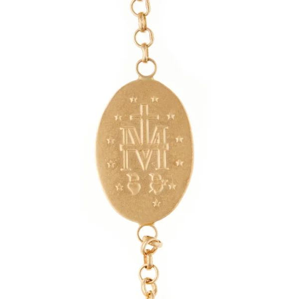 pulsera denario oro 18k detalle medalla milagrosa reverso