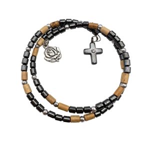 pulsera espiral madera y hematita