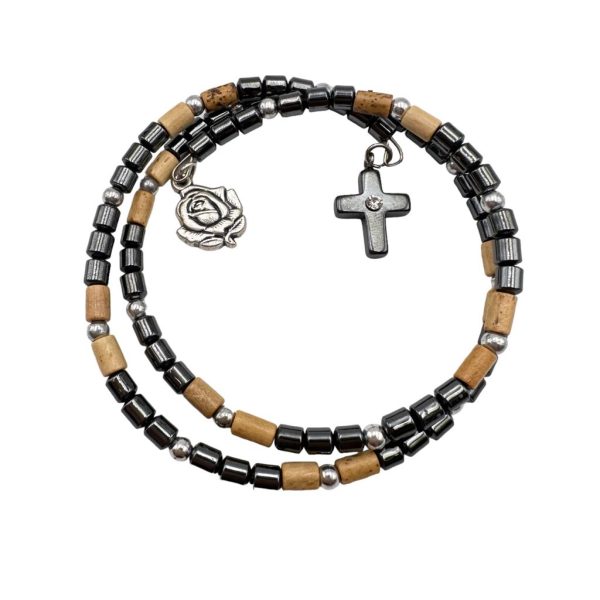 pulsera espiral madera y hematita