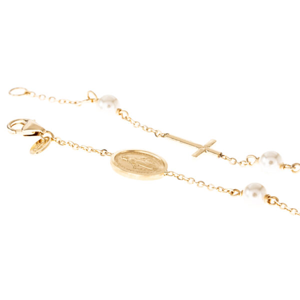 pulsera oro perlas milagrosa detalle