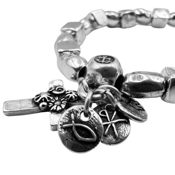 pulsera primeros cristianos baño plata medallas detalle