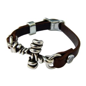 Pulsera romana, cruz alambres, cordón con anilla ajustable