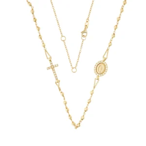 rosario cuentas circonitas transparentes oro 18k