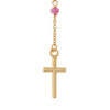 rosario fino oro 18k cristal rosa cruz