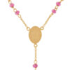 rosario fino oro 18k cristal rosa reverso
