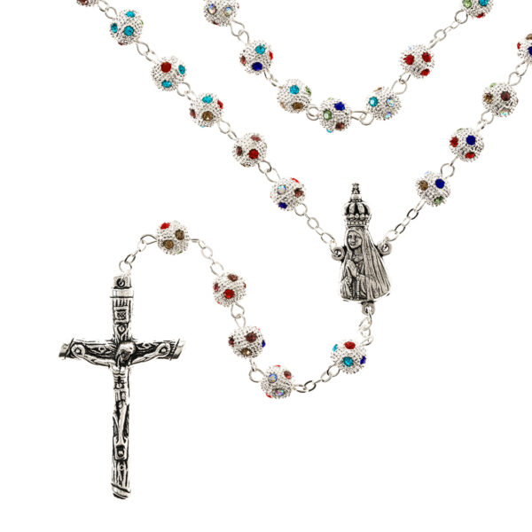rosario metal circonitas brillantes virgen fatima