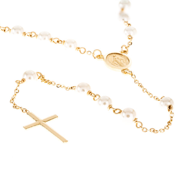rosario oro perlas milagrosa detalle