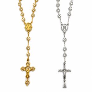 rosario strass plateado dorado