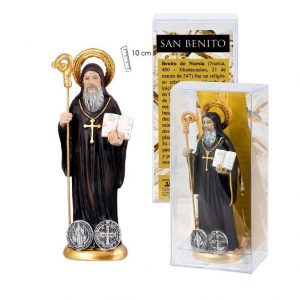 Figura de San Benito con la Medalla, tamaño pequeño de 10 cm