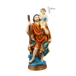 Figura san Cristóbal, vivos colores, patrón de los viajeros, 30 cm